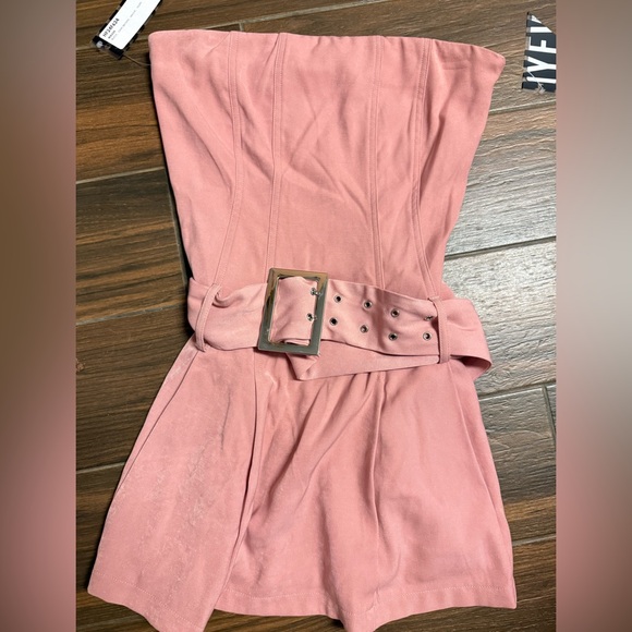 HYFVE Strapless Pink Dress with Belt - Picture 1 of 3